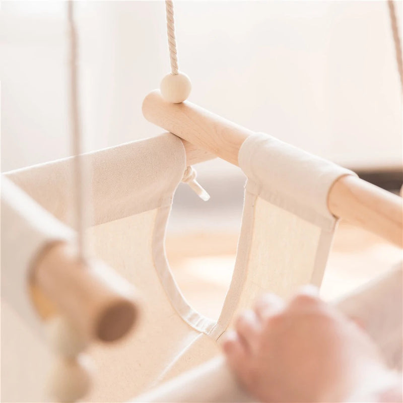 Premium Baby Hanging Swing Seat - Canvas and Wood Toddler Rocker Toy